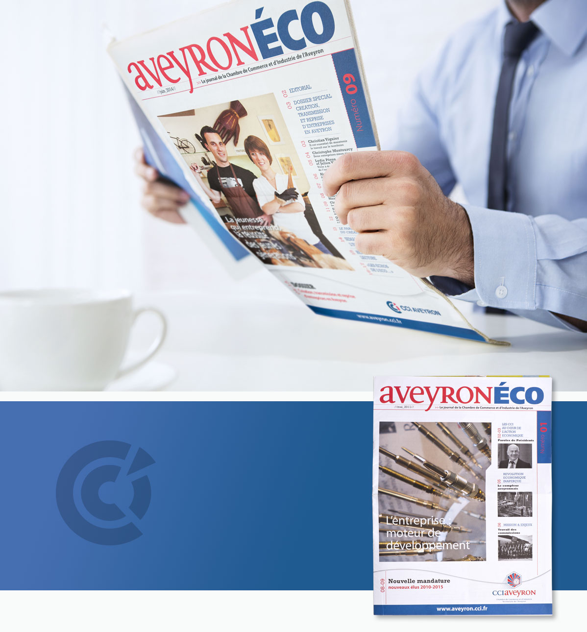 Conception graphique Aveyron Eco magazine CCI Rodez